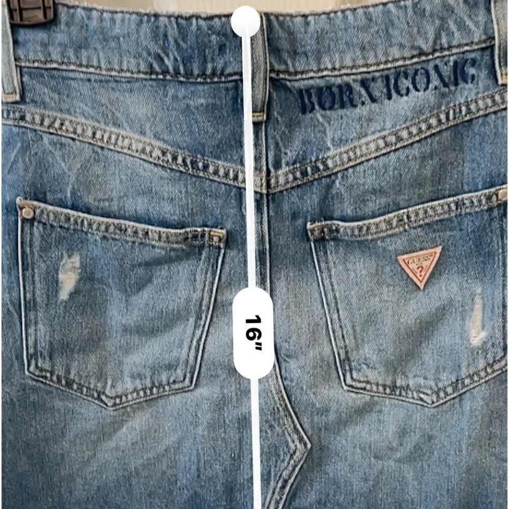 Guess Womens Y2K Blue Distressed Indie Sleeze Zippered Frayed Cut Off Mini